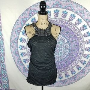 Womens Express high neck sequin snakeskin tank top